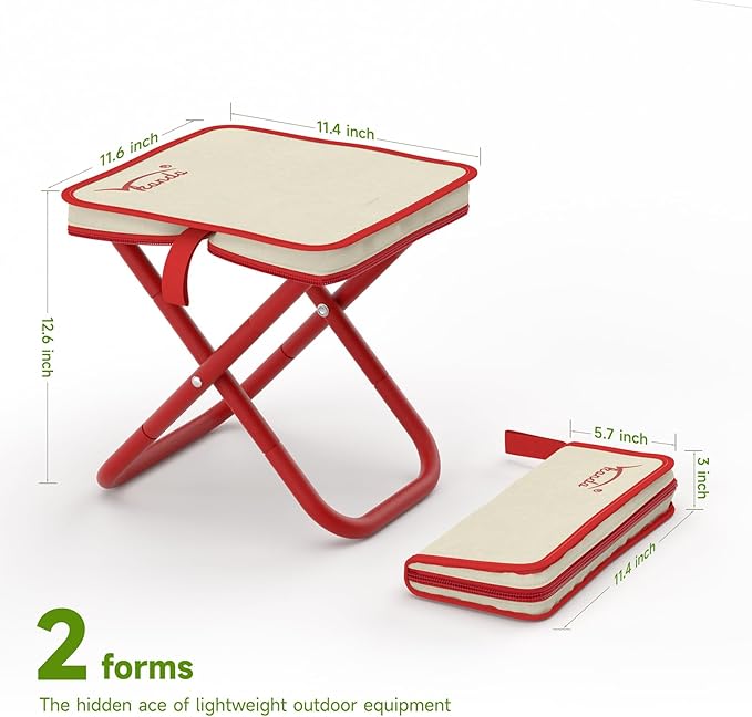 Folding Stool Camping Stool, Portable Folding Stool with Carrying Bag, 12-Inch Portable Chair (1.3Lbs), Outdoor Travel Footstool