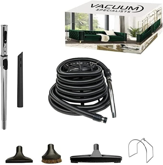 BASIC Garage Central Vacuum Accessory Kit | 35 Feet Air Hose & Deluxe Cleaning Kit [Fit All Central Vacuum Brands]