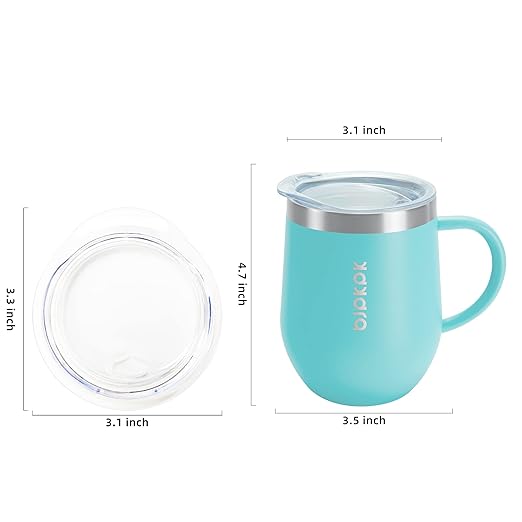 BJPKPK 2 pcs Insulated Coffee Mug, 12 oz Stainless Steel Insulated Coffee Tumbler with Lid for Hot Drinks & Cold Drinks- Turquoise