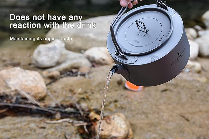 Boundless Voyage Titanium Kettle with Folding Handle & Filter Ultralight Teapot Outdoor Camping Coffee Pot for Boiling Water Coffee Tea