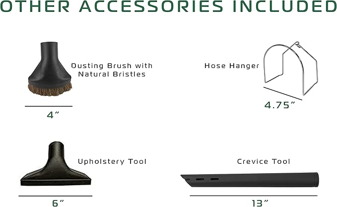 BASIC Garage Central Vacuum Accessory Kit | 35 Feet Air Hose & Deluxe Cleaning Kit [Fit All Central Vacuum Brands]