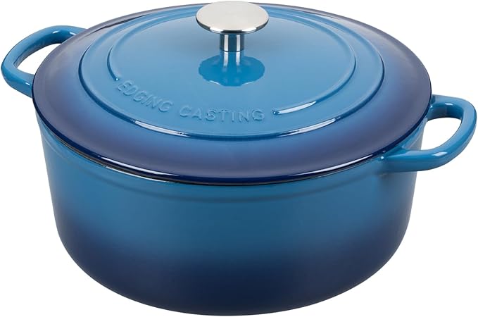 Enameled Cast Iron Dutch Oven Pot With Lid for Cooking, Bread Baking, Bread Oven, 5.5 Quart, Lake Blue