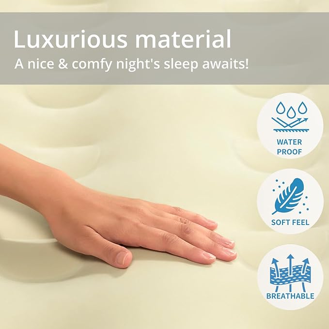 Simpli Comfy 18" Raised Twin Inflatable Air Mattress with Built-in AC Pump, Fast Self-Inflating Blow Up Air Bed with Waterproof Top for Home, Travel, Camping 75” x 40” x 18"