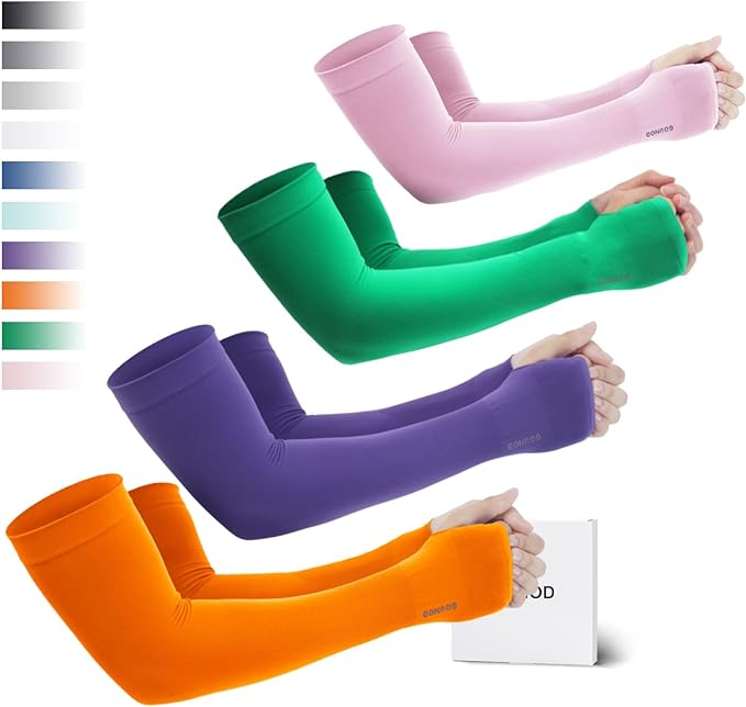 GOUNOD Sun Protection Cooling Arm Sleeves with Thumb Holes - Gardening Outdoors Sports Workouts Sunscreen Arm Sleeves
