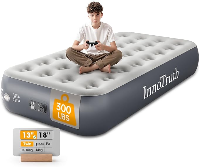 InnoTruth Twin Air Mattress with Built in Pump Raised, Family Choice Award Winner-13in High Bed for Home & Guests