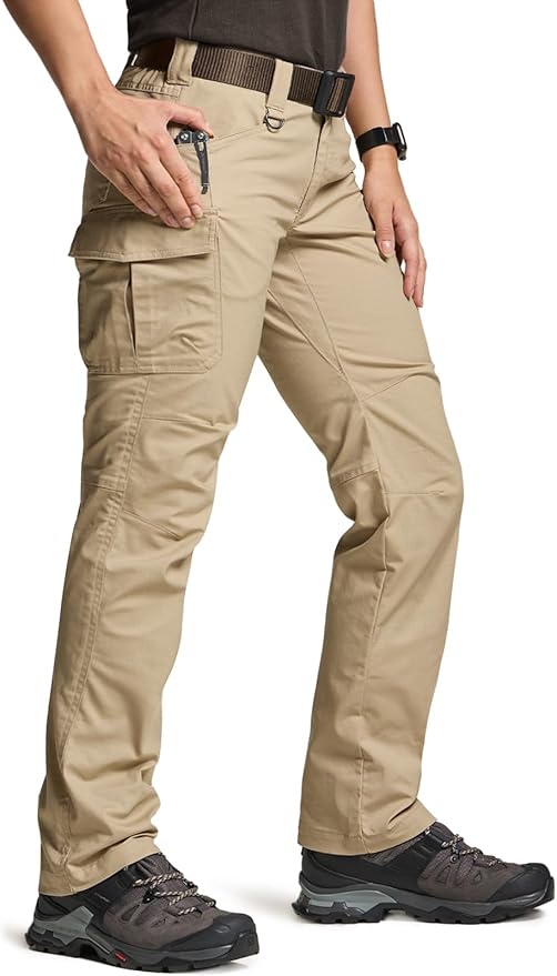 CQR Women's Flex Stretch Tactical Pants, Water Resistant Ripstop Cargo Work Pants with Pockets for Outdoor & Hiking