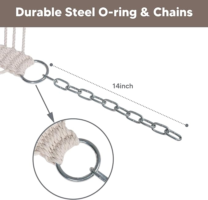 SUNCREAT Hammocks 14 FT Quick Dry Hammock Double Size with Spreader Bar, 2 Person Hammock for Outdoor Patio Yard Poolside, 450 lbs Capacity, Light Gray Stripes