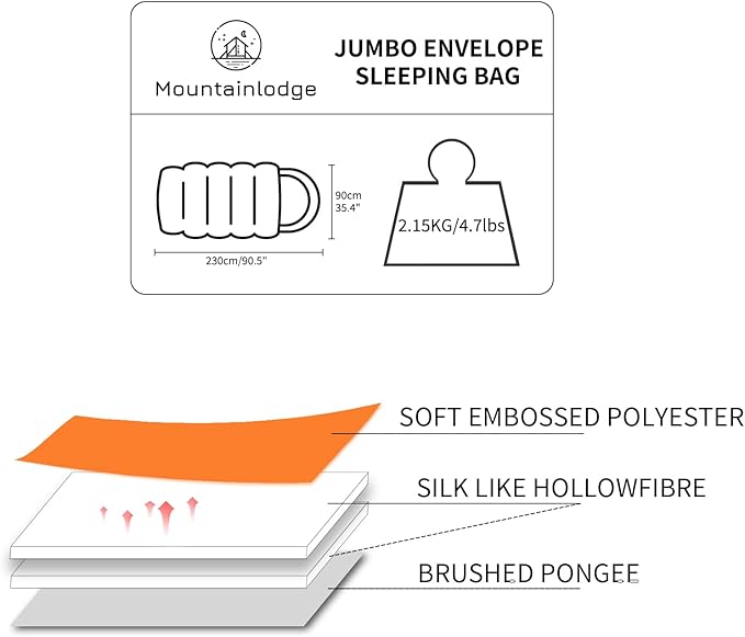 Jumbo Sleeping Bag for Adult&Kids,Cold&Warm Weather with Compression Sack and Water Resistant for Family Camping,Travel and Car Camping