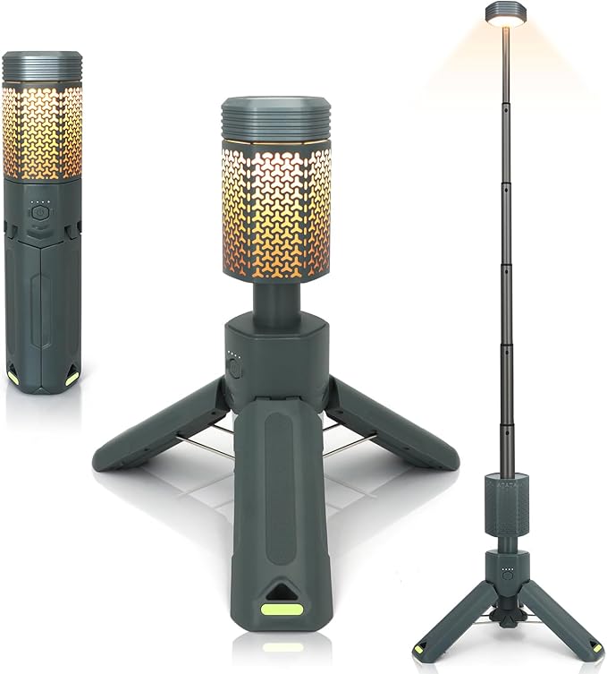 Telescopic Camping Lights,Portable Camping Lantern with Storage Bag,10500mAh Rechargeable Outdoor Adventure Emergency Light,Waterproof LED Work Lights with Magnetic (Gray)