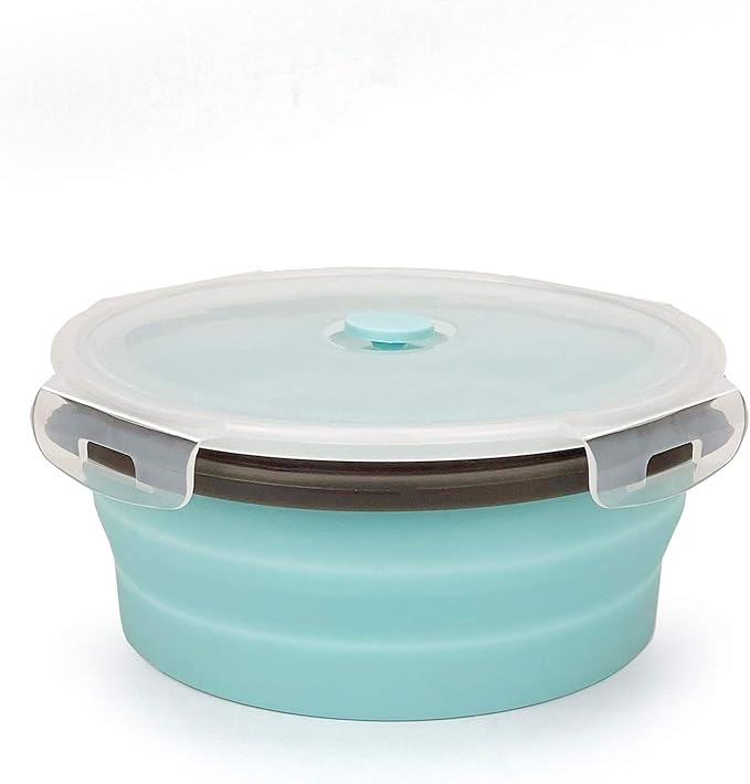 CARTINTS 1200ml Large Collapsible Meal Prep Containers, Reusable Silicone Food Storage Containers, Stackable Fridge Storage Containers, With Leakproof Lids, Microwave and Freezer Safe, Blue