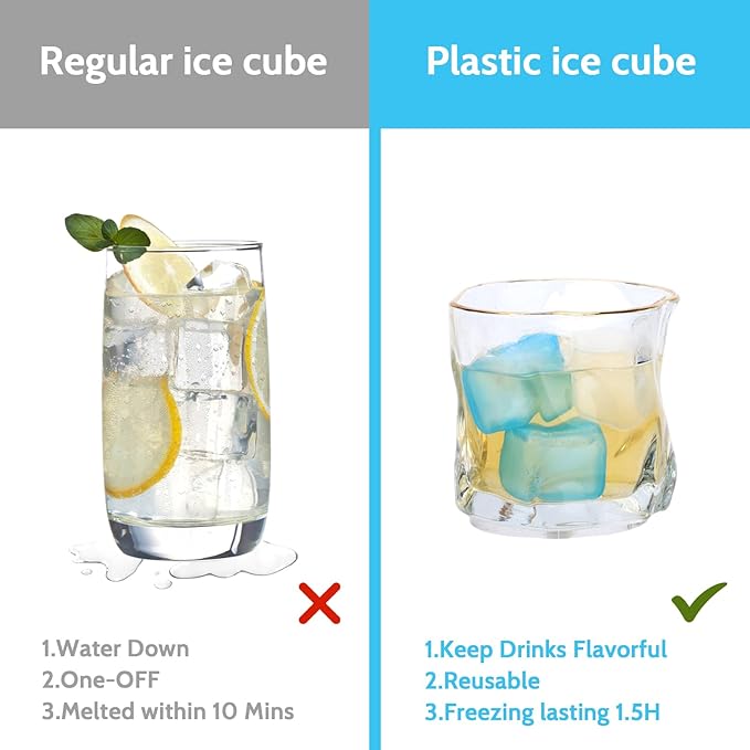 360 Pack Reusable Ice Cubes Refreezable Plastic Ice Cubes Without Diluting Permanent Ice Cube Frozen BPA Free for Bars Party Ice Bath Camping Fishing
