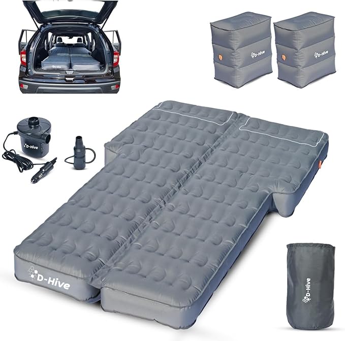 D-Hive Unbeatable Durability SUV Air Mattress for Car Camping, Durable Extra Thick 300D Oxford Fabric, Quick Easy Set-Up w/Electric Pump, Bed Mattress, Mattress for SUV, Car Air Mattress
