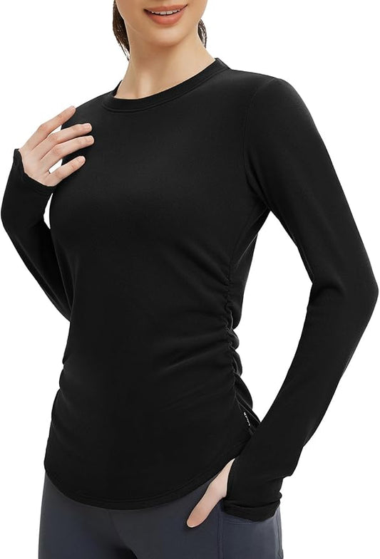 baleaf Womens Thermal Shirts Fleece Lined Long Sleeve Tops Workout Base Layer Slim Fit Cold Weather Gear