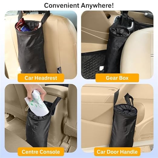 EcoNour 2 Pack Car Trash Bag | Washable Back Seat Hanging Bag with Elastic Opening & Easy Mount | Garbage Can with Waterproof Oxford Material | Accessories for Camping, Traveling & Outdoor