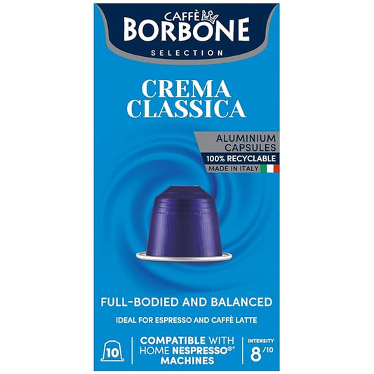 Caffe Borbone Aluminum Coffee Pods Compatible with Nespresso Original Machines, Crema Classica, Medium Roast, Rich and Velvety, Genuine Italian Coffee - 50 Count