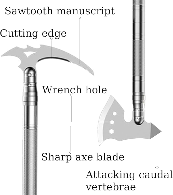 Survival Shovel Camping Tools Folding Portable Survival Gear Tactical Axe Multitool with Hard Carrying Case for Outdoor, Car Emergency, Camping Adventures