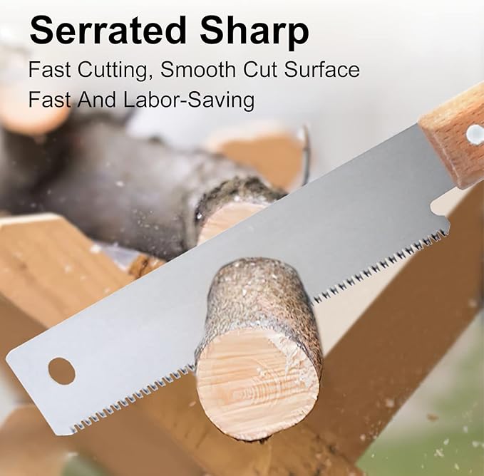 Small Hand Saw, 12in Wood Saw,Double-sided Teeth Wooden Handle Flat Saw Accurate Household Woodworking Flush Cutting Trim Tool for Garden, Pruning, Carpentry, Decoration Household Saws