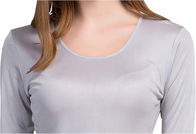 Grenasasilk Womens Silk Long Underwear Mulberry-silk Long Johns Thermal Underwear Sets Cold Weather Base Layer
