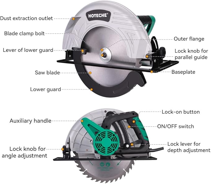 Hoteche 12-Inch Circular Saw 4-HP Compact Portable Table Saw with Saw Blade for Desktop Use