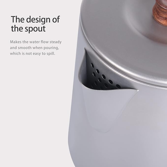 Boundless Voyage Titanium Camping Coffee Pot 1.5L Barista Kettle for Making Coffee Boiling Water Outdoor Traveling Campfire Stovetop Fast Brew