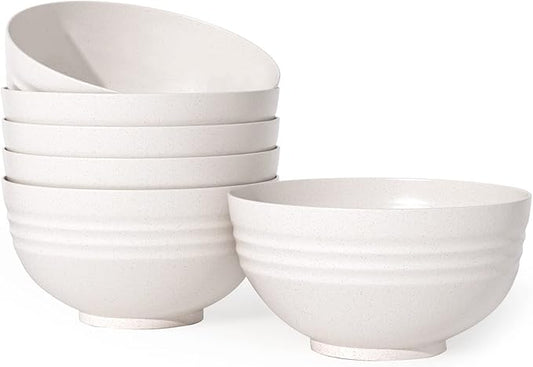 Homestockplus [Non Ceramic] 34 Oz Big Bowls， Soup Bowls BPA-Free Dishwasher & Microwave Safe Bowl Sets for Cereal, Salad, Soup, Ramen,Noodle,Oatmeal,Snack Apply to Kitchen, Freezer【Set of 6】