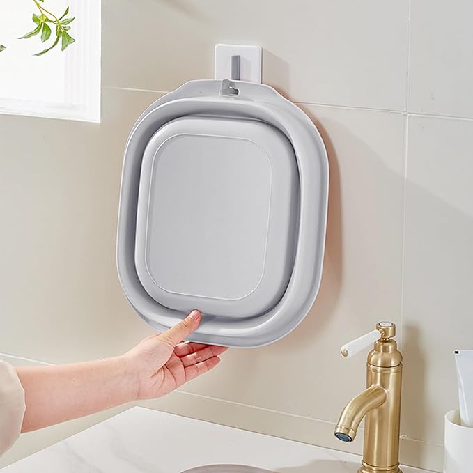 Collapsible Wash Basin Set of 2, Foldable Small Medium Size Wash Basin, Portable Plastic Basins for Laundry, Bottles, Travel, Camping (Light Blue)