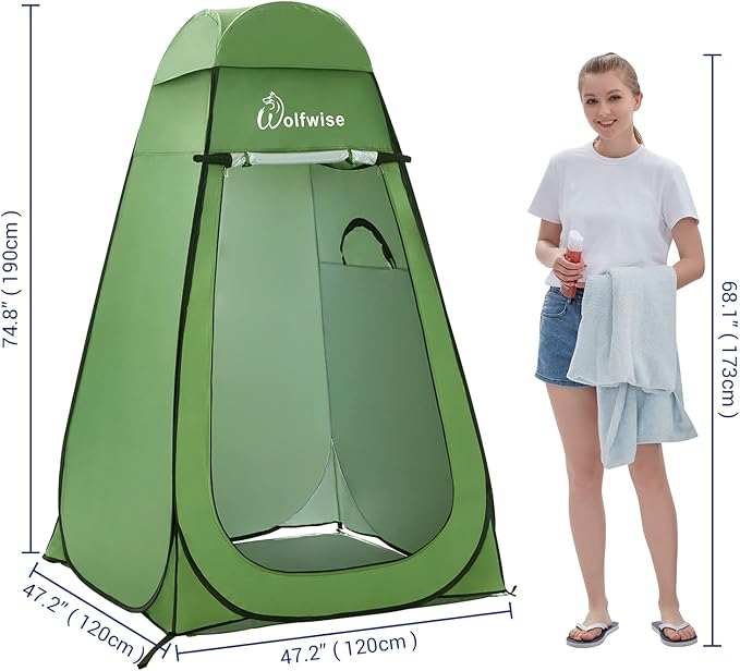 WolfWise Pop Up Privacy Shower Tent Portable Outdoor Sun Shelter Camp Toilet Changing Dressing Room