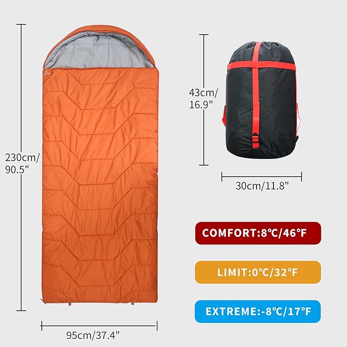 Jumbo Sleeping Bag for Adult&Kids,Cold&Warm Weather with Compression Sack and Water Resistant for Family Camping,Travel and Car Camping