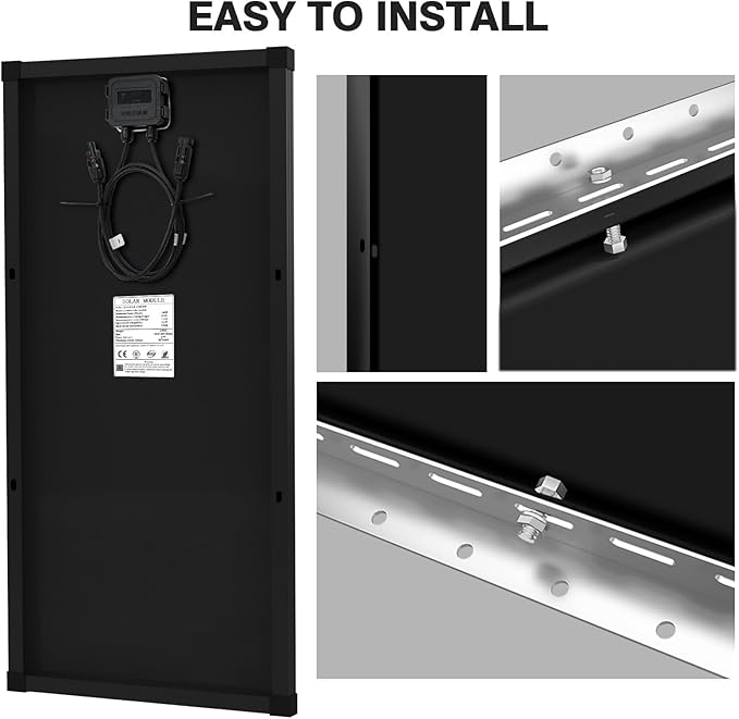 400 Watt Solar Panel, 4Pcs 100W 12V Monocrystalline High-Efficiency Solar Panel for RV Camping Rooftop Farm Marine Battery and Other Off-Grid Applications (4 Pack 100W, Black)