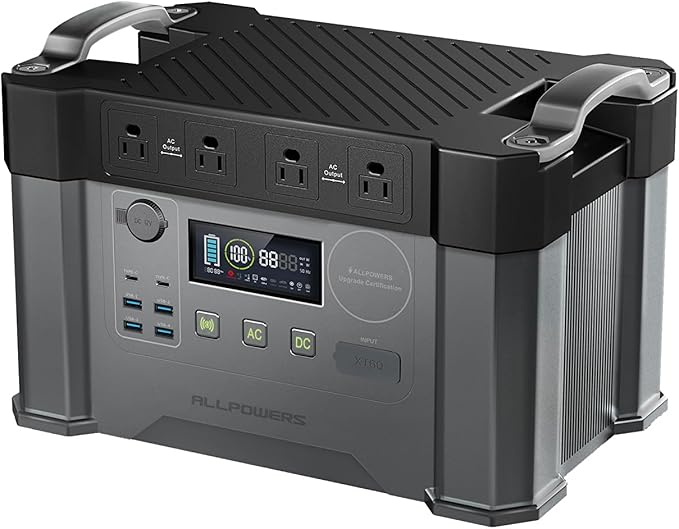 2000w Portable Power Station, 1500Wh MPPT Battery Backup, S2000 Solar Generator with 4 AC Outlets(Peak 4000w), Solar Power Bank for 11 Devices, for Home Use, Outdoor Camping, Traveling, RVs