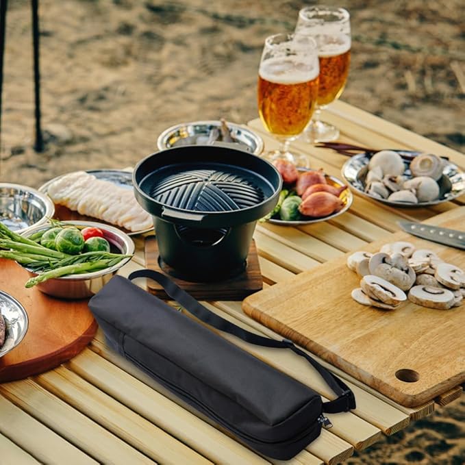 Grill Utensil Storage Bag, Grilling Bags for Outdoor Grilling, Foldable Grill Hardware & Tools BBQ Bag, Oxford Cloth Grill Utensil Storage Bag for Camping and Hiking BBQ(black)