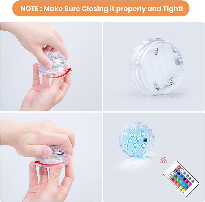 Boat Lights Wireless Battery Operated, Waterproof Marine Led Light for Deck Courtesy Interior Lights, Fishing Kayak Duck Jon Bass Boat, RGB Multi Color Remote Controlled, 4pcs