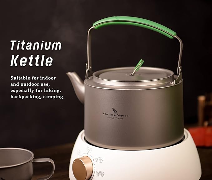 Boundless Voyage Titanium Kettle 800ml/1200ml with Folding Handle Filter Outdoor Camping Big Capacity Teapot (800ml)