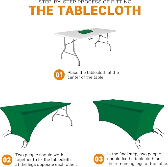 Eurmax USA 4Ft Rectangular Fitted Spandex Tablecloths Wedding Patio Table Covers Event Stretchable Tablecloth (Emerald Green)