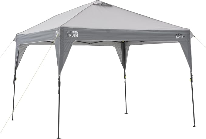 CORE 10 FT x 10 FT Instant Pop Up Canopy Tent | Portable Straight Leg Outdoor Gazebo Shelter with Wheeled Carry Bag | Perfect for Camping, Beach, Picnic, Backyards, BBQ, Tailgate, Patio and Party