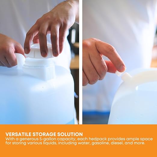 FastRack 5 Gallon Hedpak with Cap (Pack of 2) | BPA-free, Food-Grade, and Leak-Proof | White Water Container | Ideal for brewing, fermentation, or storage