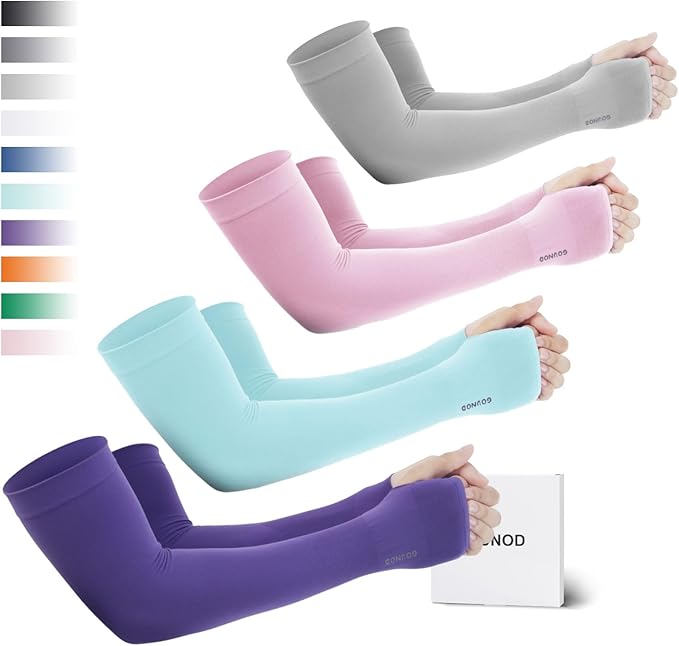 GOUNOD Sun Protection Cooling Arm Sleeves with Thumb Holes - Gardening Outdoors Sports Workouts Sunscreen Arm Sleeves