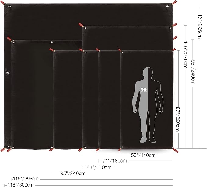 REDCAMP Ultralight Tent Footprint, PU 2000 Waterproof Camping Tent Tarp with Drawstring Carrying Bag for Ground Camping Hiking (106"x83" UL Black)