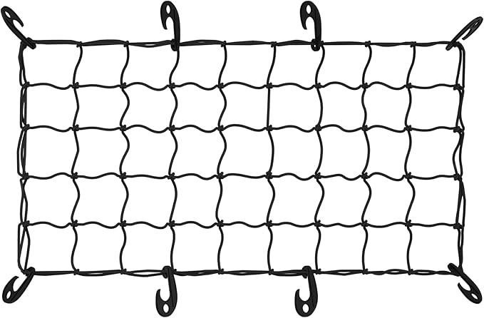 ARKSEN 17" x 33" Heavy Duty Tangle-Free Nylon Cargo Net (3.9" x 3.9" Mesh) Universal Bungee Stretches for Pickup, Truck, Bed, SUV, Roof Rack & Travel Luggage Rack