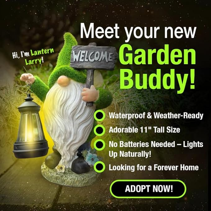 Garden Gnomes Outdoor with LED Solar Light - 11’’ Funny Gnome Decorations/ ornaments for Home/Yard/Patio Solar Lantern Garden Statues - Decor -Fall Deals/clearance - Housewarming/Birthday Gifts