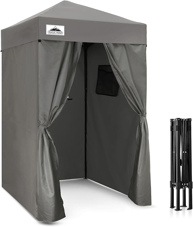 EAGLE PEAK Flex Ultra Compact 4x4 Pop-up Canopy, Sun Shelter, Changing Room, Portable Privacy Canopy Cabana for Pool, Fashion Photoshoots, or Camping, Dark Gray