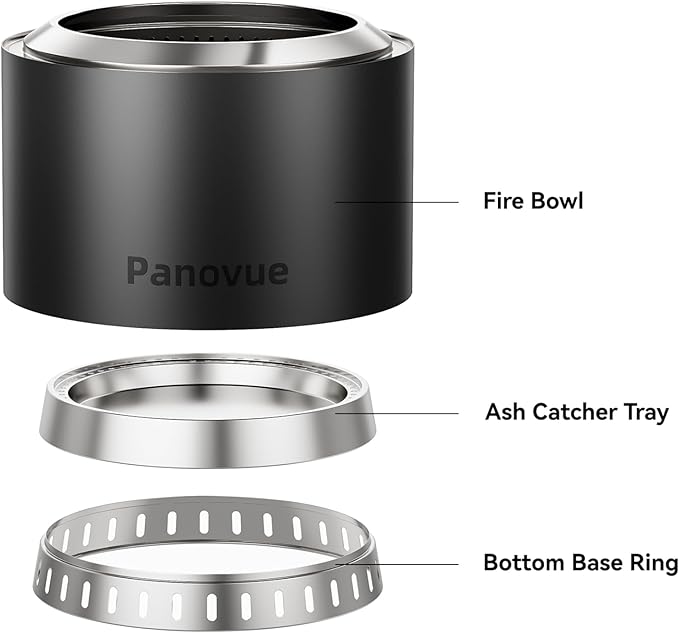 22 inch Smokeless Fire Pit with Waterproof Cover, Stainless Steel Outdoor Smokeless Firepit, Wood Burning Fire Pits for Camping, Bonfire,Low Smoke Firepit for Outside[Black]