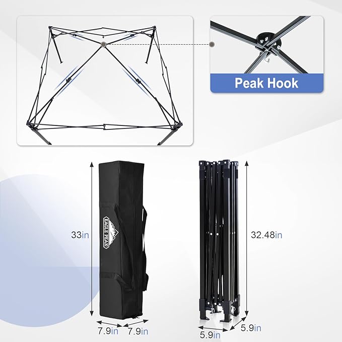 EAGLE PEAK Flex Ultra Compact 5x5 Pop-up Canopy, Sun Shelter, Changing Room, Portable Privacy Tent for Pool, Fashion Photoshoots, or Camping, Gray/White