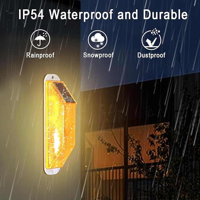 Aolyty Solar Strobe Warning Light Sensitive LED Warning Lamp Super Bright IP54 Waterproof Light Control Flashing Beacon Barricade Construction Safety Road Signs Flash Traffic Lights (Yellow)