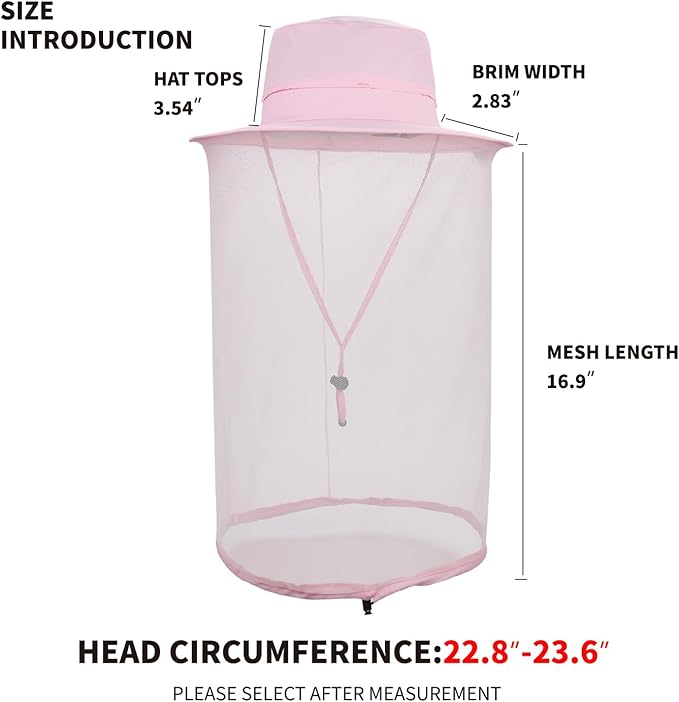 Fishing Hat Sun Protection Hat Mosquito Head Net for Outdoors Bucket Hat with Hidden Net Mesh