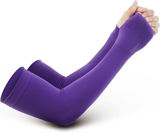 GOUNOD Sun Protection Cooling Arm Sleeves with Thumb Holes - Gardening Outdoors Sports Workouts Sunscreen Arm Sleeves