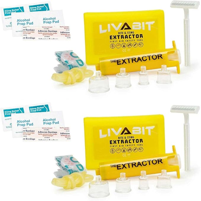 2 Pack Venom Extractor Suction Pump Kit, Snake Bite, Bee Sting, Emergency First Aid Supplies, Hiking, Camping, Backpacking | Insect Bug Spider & Rattlesnake Bite Treatment + Bonus CPR Shield