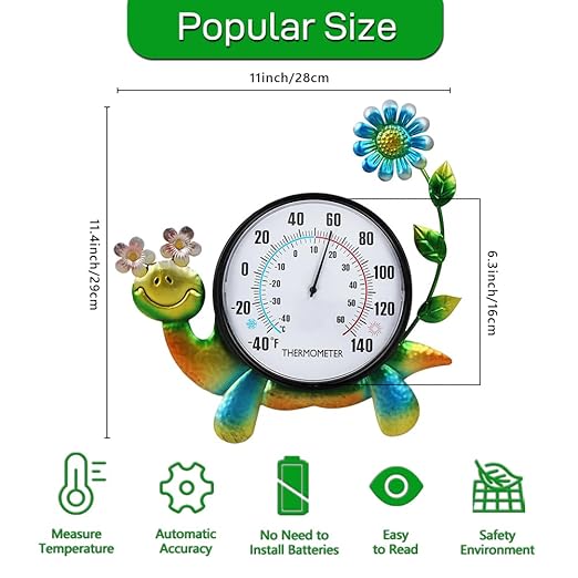 Indoor Outdoor Thermometer, Snail Wall-Mounted Thermometer Waterproof for Patio Garden Yard & Living Room, No Battery Needed