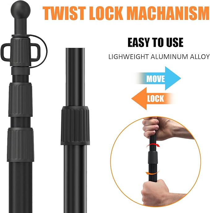 WILDROAD Tarp Poles Tent Poles Canopy Poles 7.7 ft, Telescoping Aluminum Poles with Non-Slip Aluminum Cone Bottom, Portable and Lightweight Camping Gear for Camping and Awnings, Set of 4