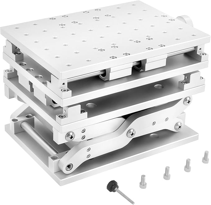 3 Axis Aluminum XYZ Workbench Manual Linear Stage 3D DIY Expandable Lifting Marking Machine with Polished Lifting Platform Portable Aluminum Alloy Working Table 210 × 150 mm